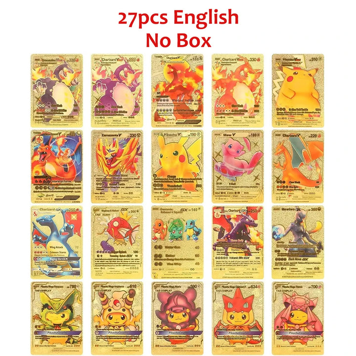 Pokemon shiny trading cards 27pcs gold