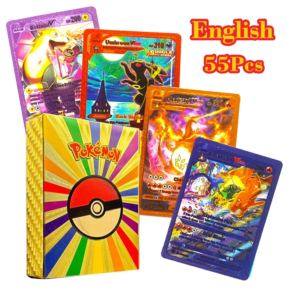 Pokemon shiny trading cards 55pcs mixed 