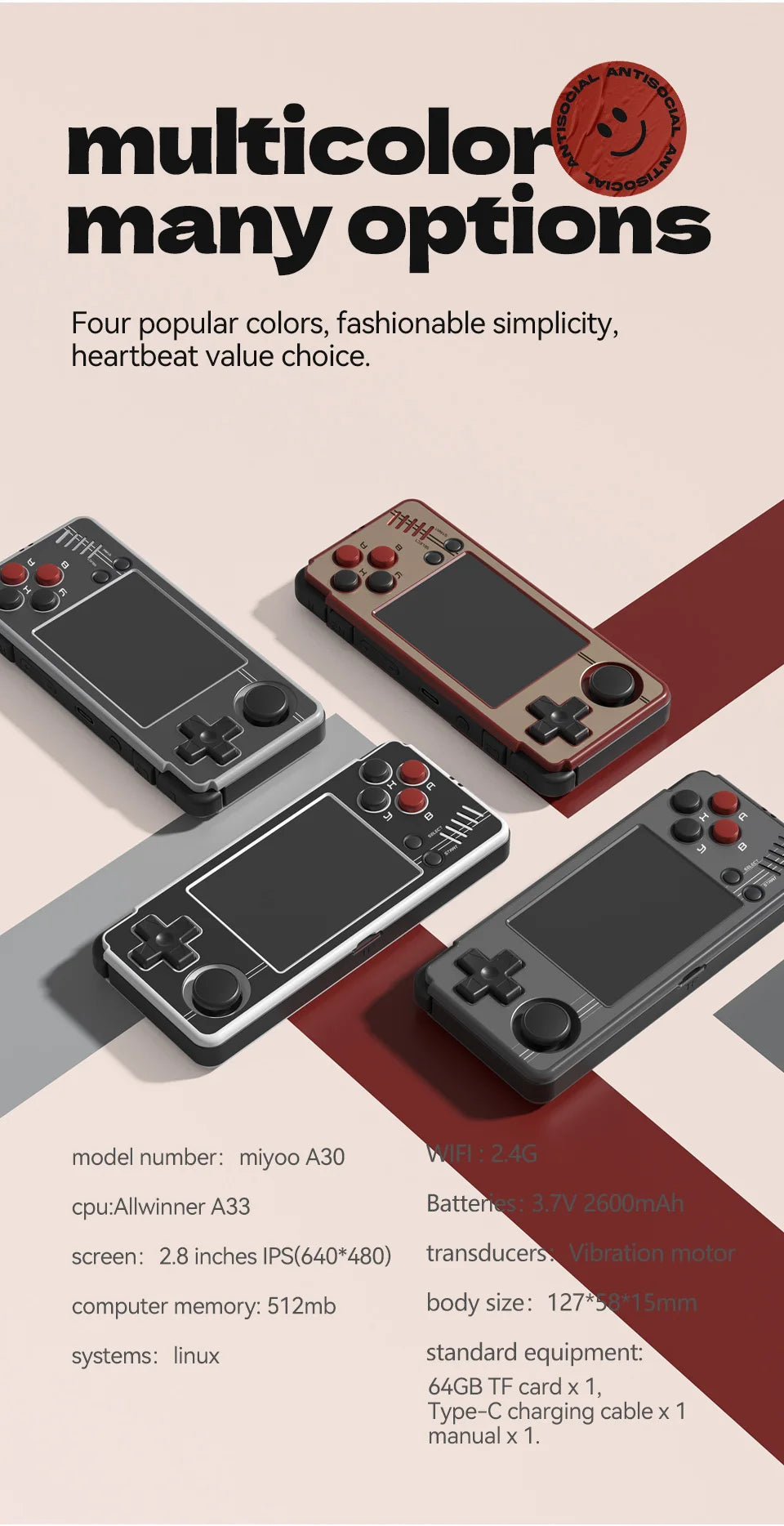 MIYOO MINI A30 Portable Retro Handheld Game