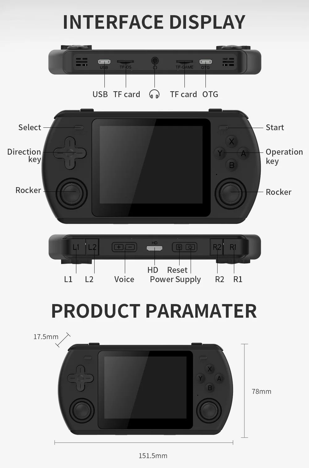 Powkiddy RK2023 Retro Handheld Video Game Console