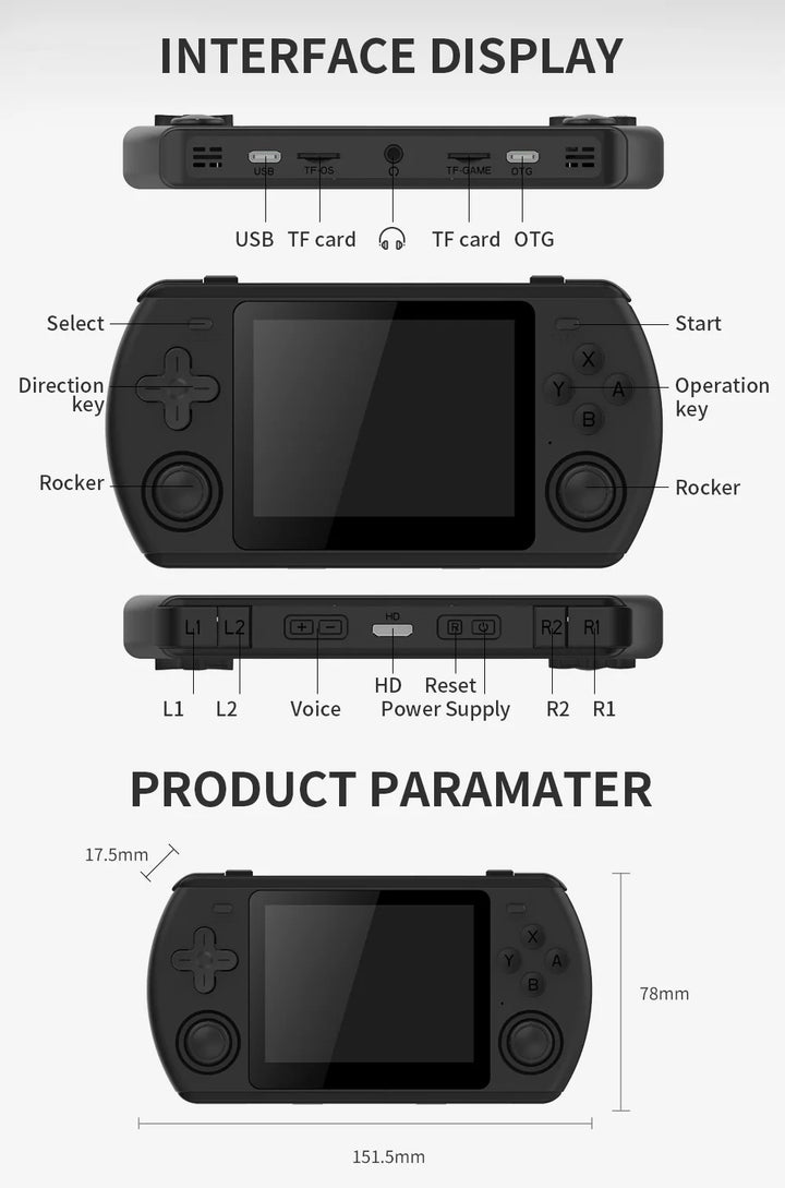 Powkiddy RK2023 Retro Handheld Video Game Console