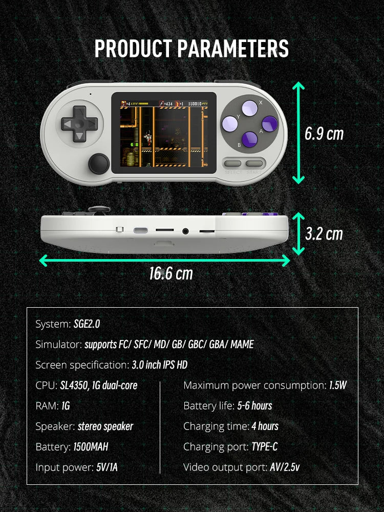 DATA FROG SF2000 Portable Retro Handheld Game Console - Pocket gamers